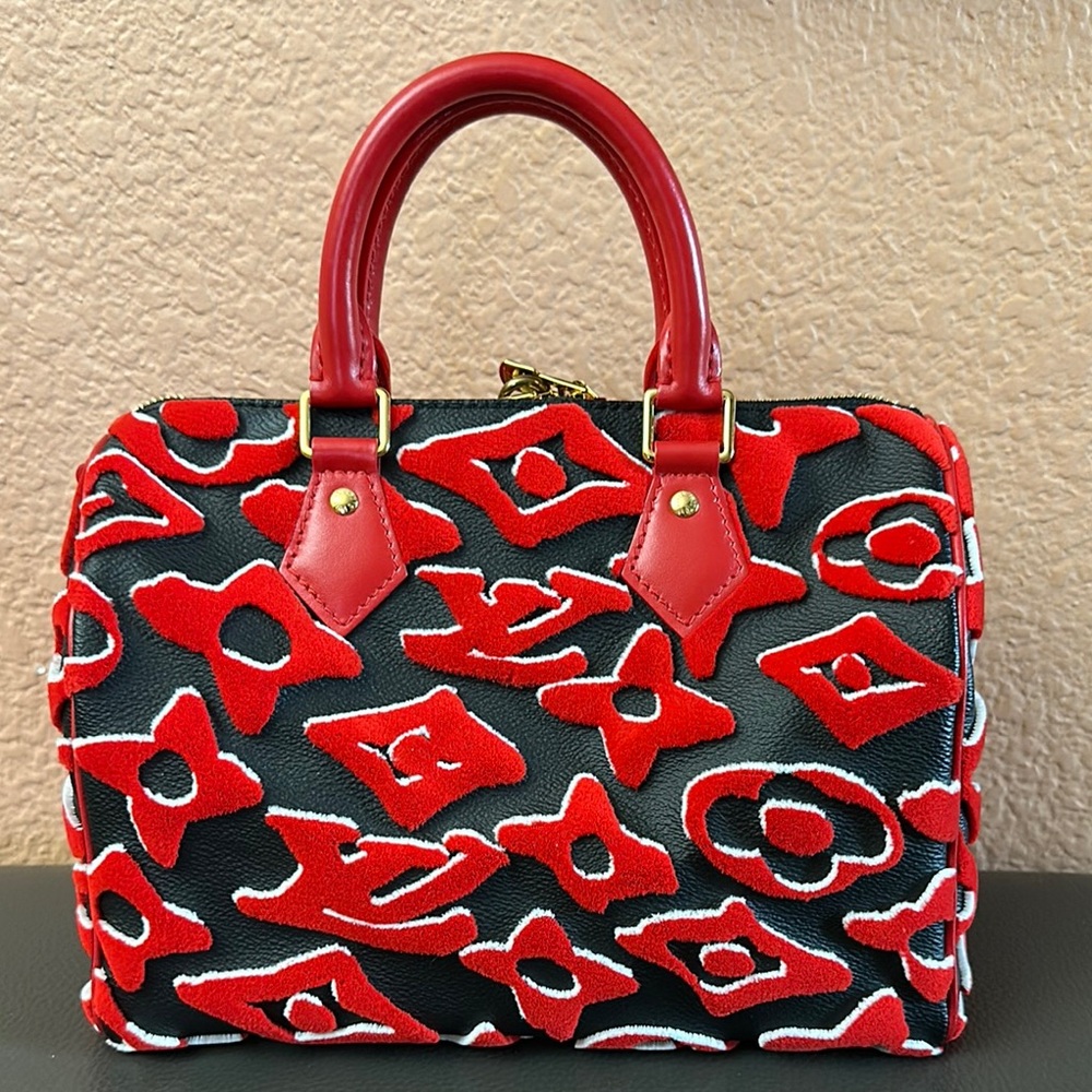 Louis Vuitton Red and Black Satchel Bag